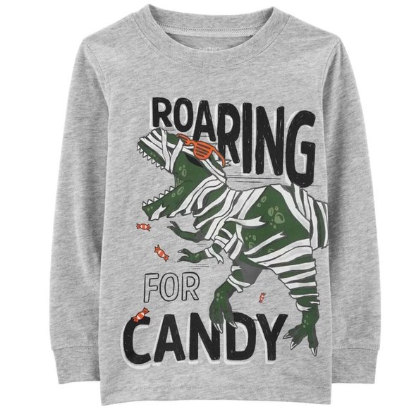 Boys CARTER'S Halloween ROARING FOR CANDY T-Shirt Size 12 18 24 mo 2T 3T 4T NWT - Picture 1 of 3